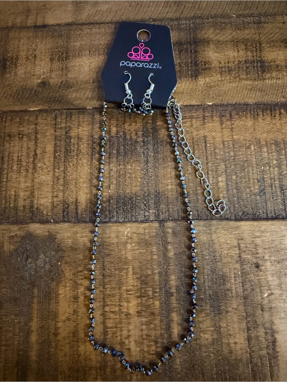 Paparazzi Iridescent Dark Bead Necklace and Earring Set